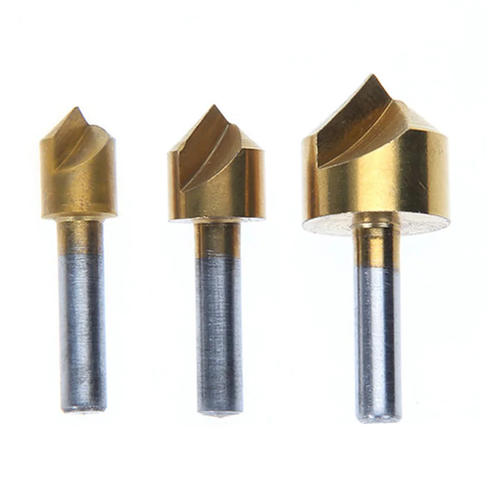 3pcs Single Flute 90° Edge Chamfer Countersink Deburring Drill Bit 3/8" 1/2" 3/4" High Carbon Steel Coated Edge Wood Chamfer
3pcs Single Flute 90° Edge Chamfer Countersink Deburring Drill Bit 3/8" 1/2" 3/4" High Carbon Steel Coated Edge Wood Chamfer