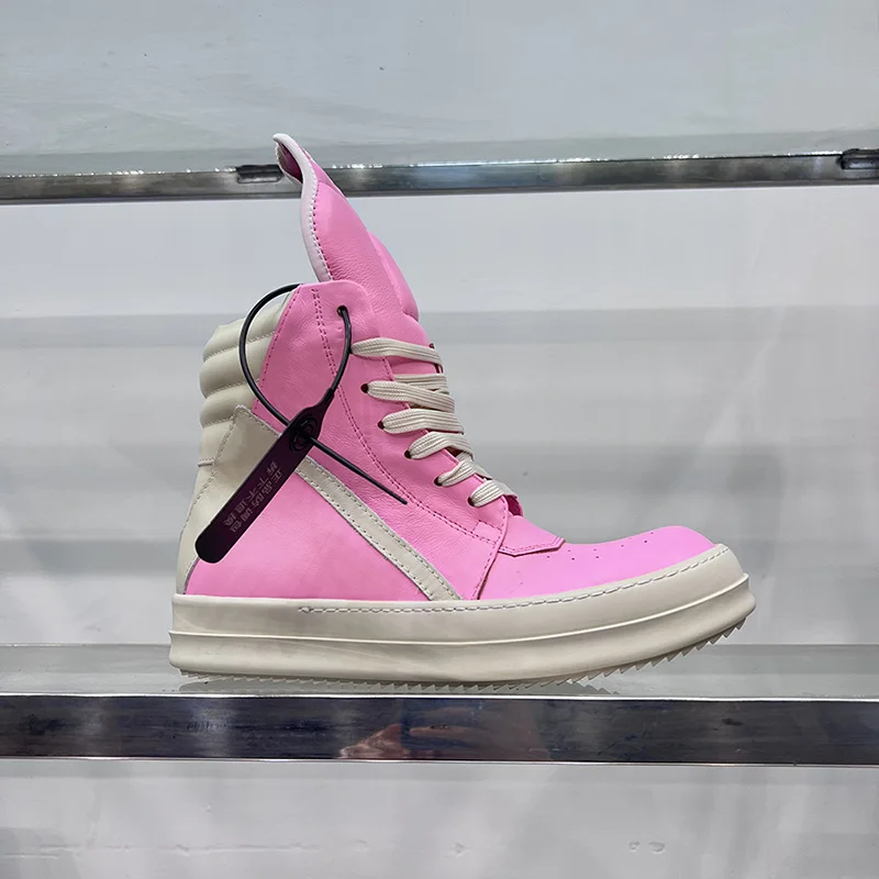 Round Owens Women Motorcycle Men Thick Soled Geobasket High Top Ankle Boots Luxury Sneakers Casual Lace Up Zip Flats Pink Shoes 
Round Owens Women Motorcycle Men Thick Soled Geobasket High Top Ankle Boots Luxury Sneakers Casual Lace Up Zip Flats Pink Shoes