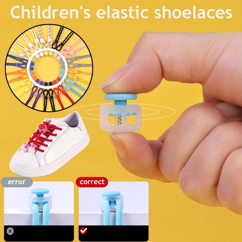 

1 Pair Elastic laces Sneakers Children Laces Without Tying Unisex Quick lace Round Rubber Bands Lazy Shoelaces Sport Shoestrings