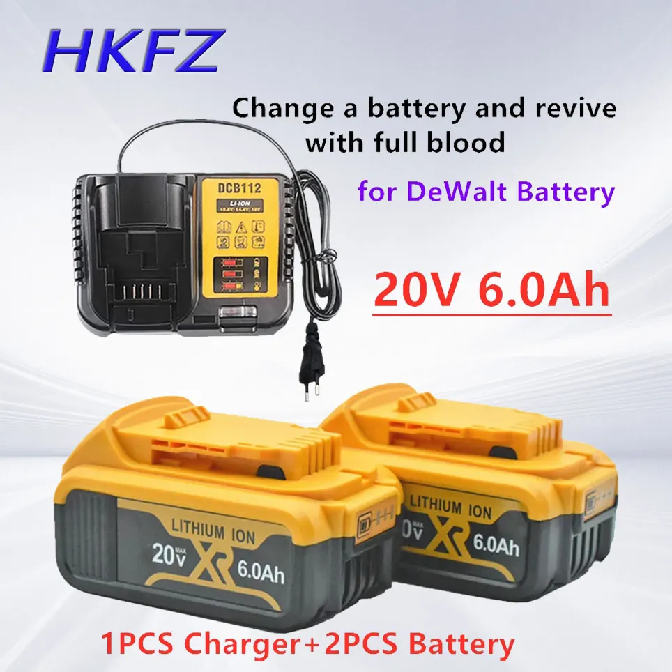 New 18V 6.0Ah MAX XR 18650 Battery Power Tool Replacement for DeWalt DCB184 DCB181 DCB182 DCB200 20V 6A 18v Battery Charger
New 18V 6.0Ah MAX XR 18650 Battery Power Tool Replacement for DeWalt DCB184 DCB181 DCB182 DCB200 20V 6A 18v Battery Charger