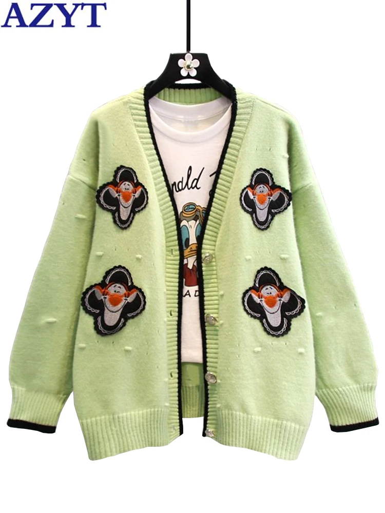 AZYT 2022 Autumn Winter V Neck Knitted Cardigan Female Vintage Appliques Women Sweater Coat All Match Loose Sweater Cardigan
AZYT 2022 Autumn Winter V Neck Knitted Cardigan Female Vintage Appliques Women Sweater Coat All Match Loose Sweater Cardigan