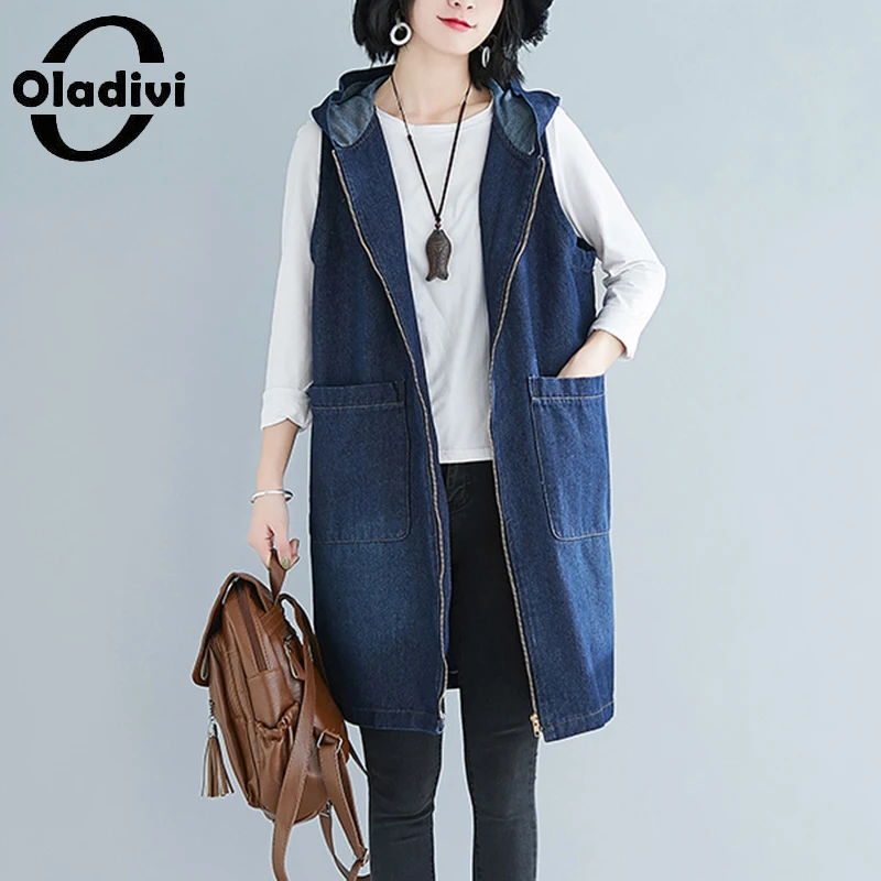 Oladivi Oversized Women Clothes Casual Loose Sleeveless Vest Trench Coat Demin Jeans Outerwears Fashion Lady Hooded Overcoat 269
Oladivi Oversized Women Clothes Casual Loose Sleeveless Vest Trench Coat Demin Jeans Outerwears Fashion Lady Hooded Overcoat 269