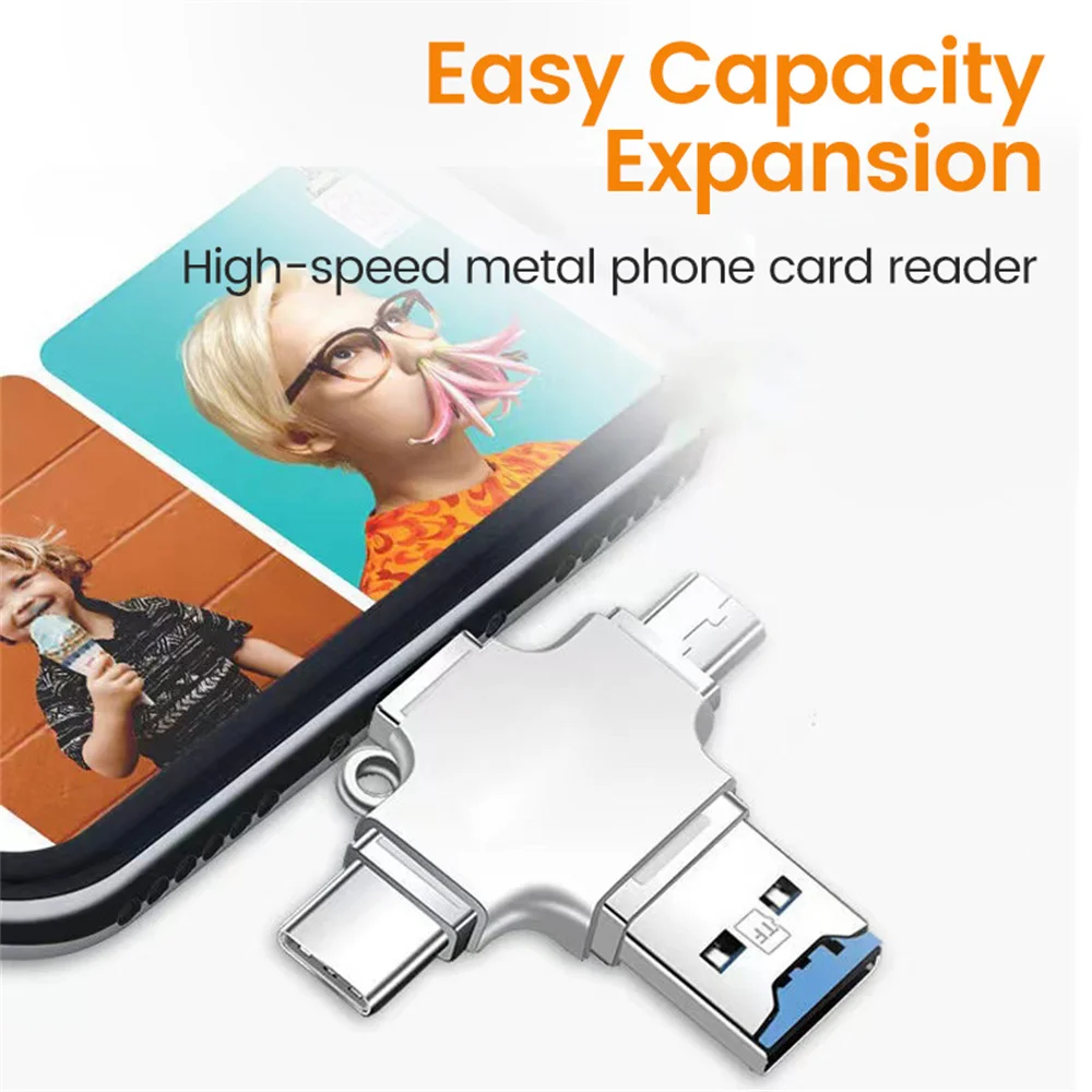 Essential For Mobile Phone Photography Four In One Multifunctional Otg Adapter Model Usb3.0 To Tfapple Memory Card Reader Silver
Essential For Mobile Phone Photography Four In One Multifunctional Otg Adapter Model Usb3.0 To Tfapple Memory Card Reader Silver