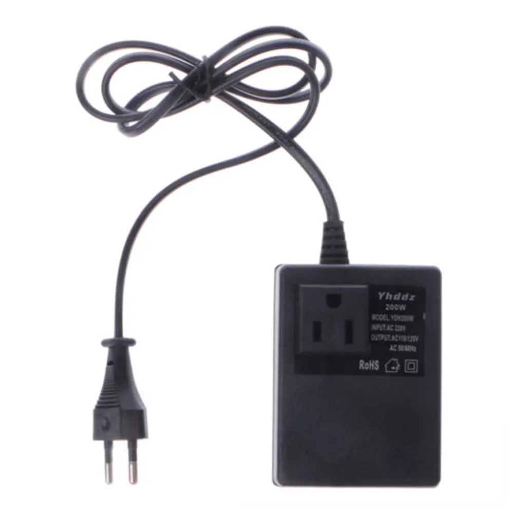 EU Plug Step Down 220V To 110V 200W Travel 50HZ Convert Black Plastic Durable Power Adapter
EU Plug Step Down 220V To 110V 200W Travel 50HZ Convert Black Plastic Durable Power Adapter