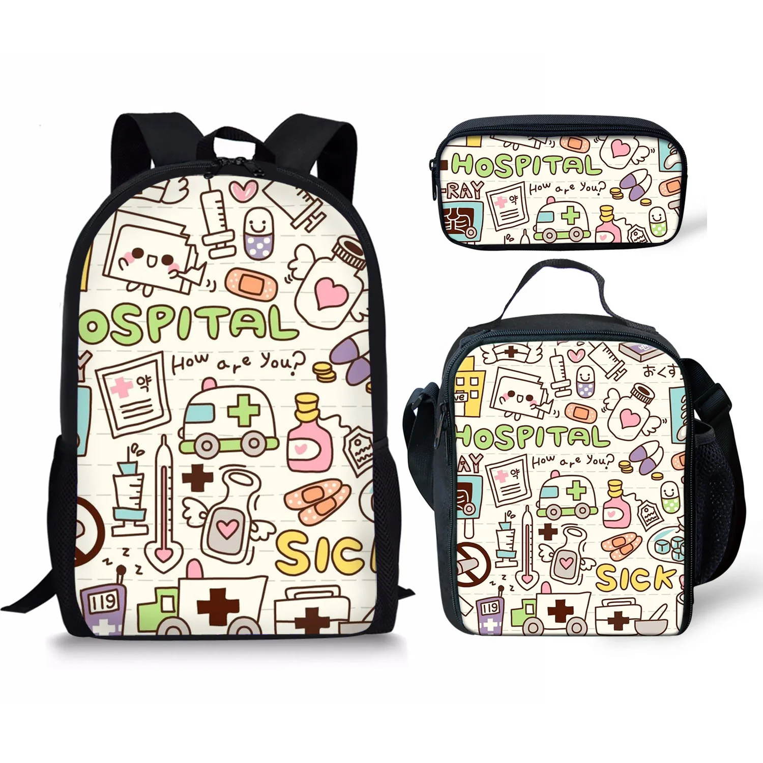 3Pcs Student School Bag Set Cartoon Medical Nurse Printed Boys Girls Kids Backpack Lunch Bag Pencil Bag Teenager Casual Backpack
3Pcs Student School Bag Set Cartoon Medical Nurse Printed Boys Girls Kids Backpack Lunch Bag Pencil Bag Teenager Casual Backpack