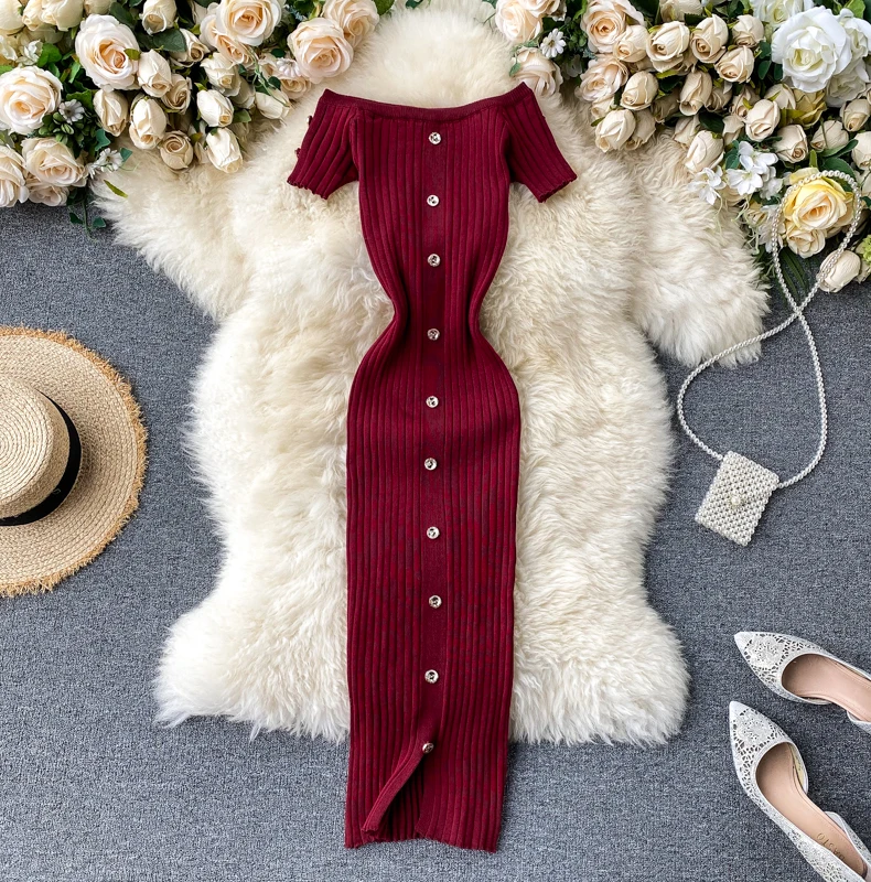 Chic Sexy Off Shoulder Elastic Knit Dress Fashion Elegant Birthday Party Vestido Women Summer Slim Split Wrap Pencil Dress Y2k
Chic Sexy Off Shoulder Elastic Knit Dress Fashion Elegant Birthday Party Vestido Women Summer Slim Split Wrap Pencil Dress Y2k