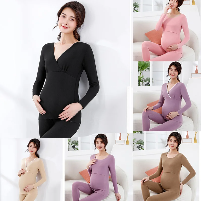 

Осенняя одежда для кормящих мам 2023, осенние брюки, пижама для беременных, утепленное теплое нижнее белье, одежда для кормящих мам с длинными рукавами