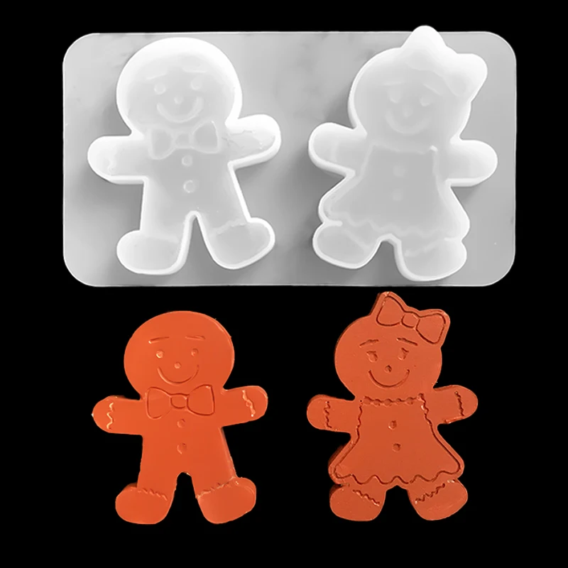 

Gingerbread Man Shape Silicone Mold Kitchen DIY Cake Baking Decoration Fudge Cookie Chocolate Mold Clay Plaster Tool Candle Mold