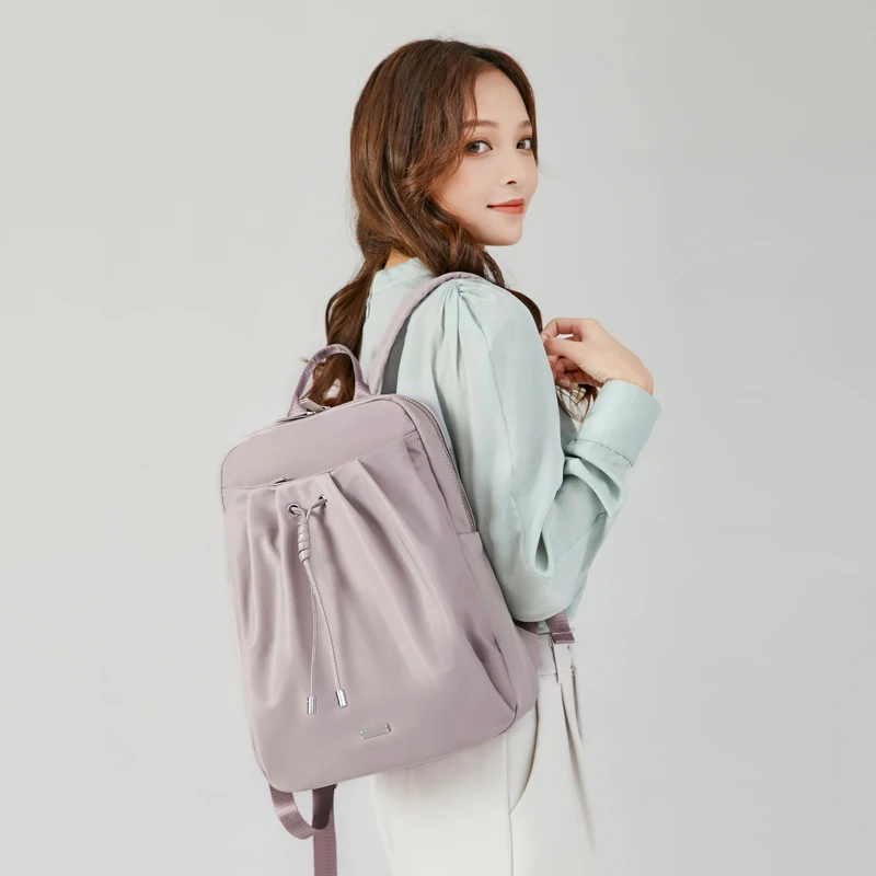 

Женский рюкзак в эстетике, дизайнерские сумки для девочек, плиссированные водонепроницаемые тканевые милые тонкие рюкзаки на шнурке, складные школьные сумки