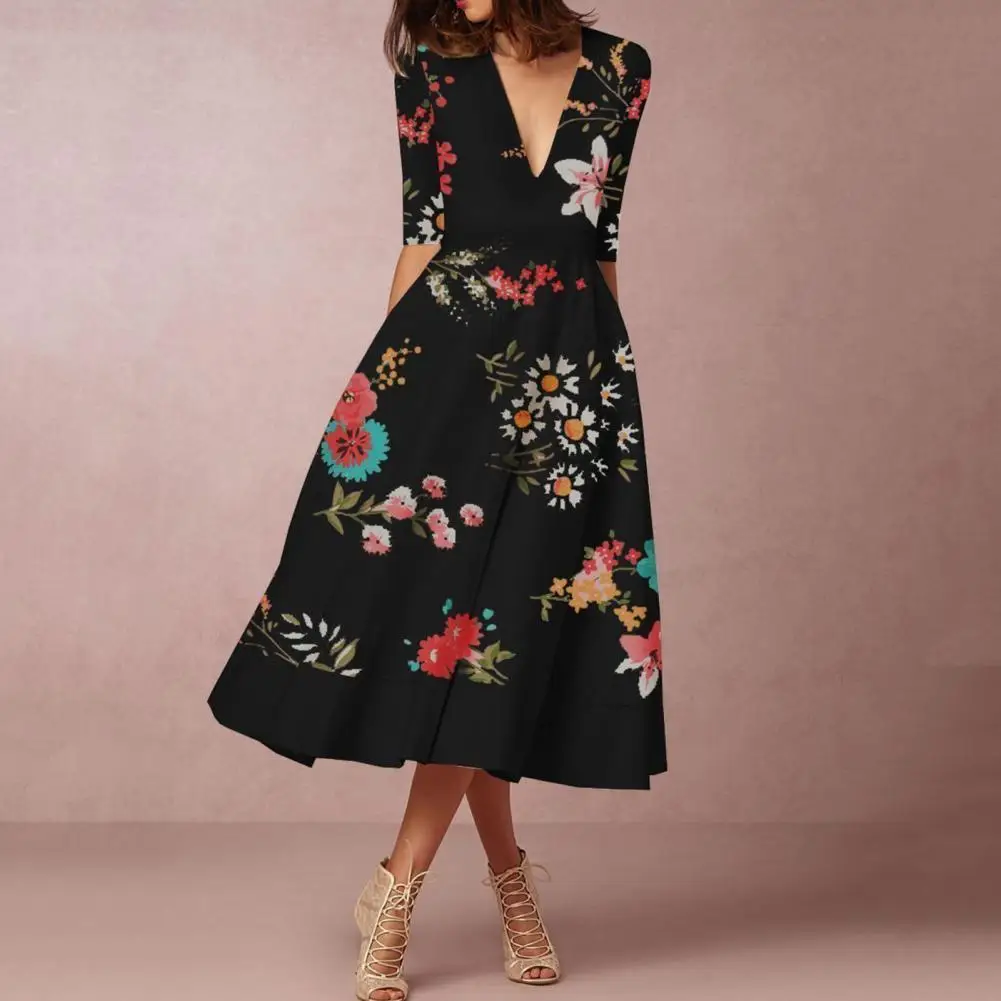 Hot!Deep V-Neck Half Sleeve High-waisted Midi Dress Vivid Flower Printing Large Hem Women Elegant Long Dress Female Clothing
Hot!Deep V-Neck Half Sleeve High-waisted Midi Dress Vivid Flower Printing Large Hem Women Elegant Long Dress Female Clothing