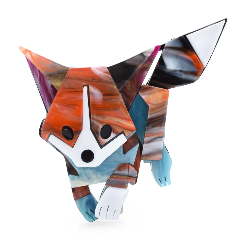 

Wuli&baby New Acrylic Fox Brooches For Women Men 2-color Running Fox Pets Animal Party Office Brooch Pin Gifts