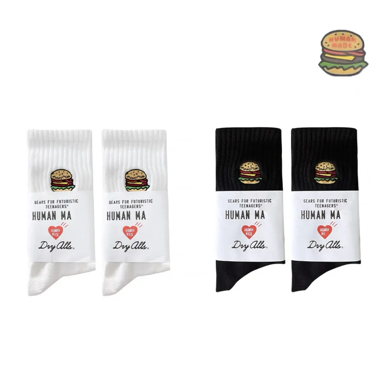 Japanese tide brand HUMAN MADE cartoon burger pizza embroidery socks retro men and women sports tube socks human made socks
Japanese tide brand HUMAN MADE cartoon burger pizza embroidery socks retro men and women sports tube socks human made socks