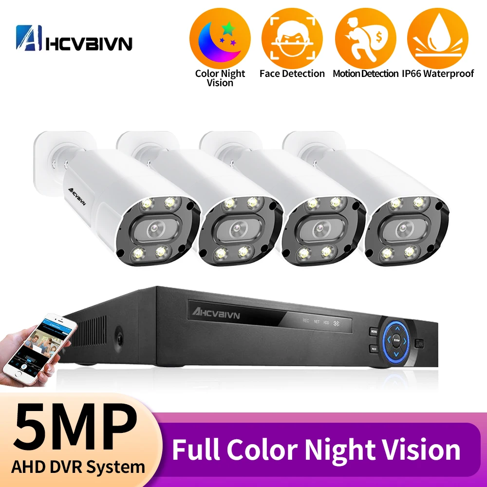 5MP CCTV Camera Security System Kit with Ahd DVR 4CH Outdoor Color Night Vision AHD Bullet Camera Video Surveillance System Set
5MP CCTV Camera Security System Kit with Ahd DVR 4CH Outdoor Color Night Vision AHD Bullet Camera Video Surveillance System Set