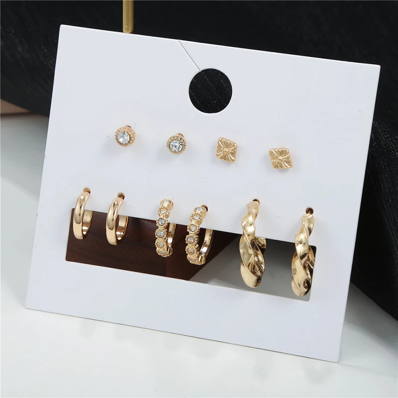 5pcs/lot Vintage Gold Color Metal Round Earrings Set Geometric Stainless Steel Crystal Earring Studs Trendy Earrings Jewelry Set
5pcs/lot Vintage Gold Color Metal Round Earrings Set Geometric Stainless Steel Crystal Earring Studs Trendy Earrings Jewelry Set
