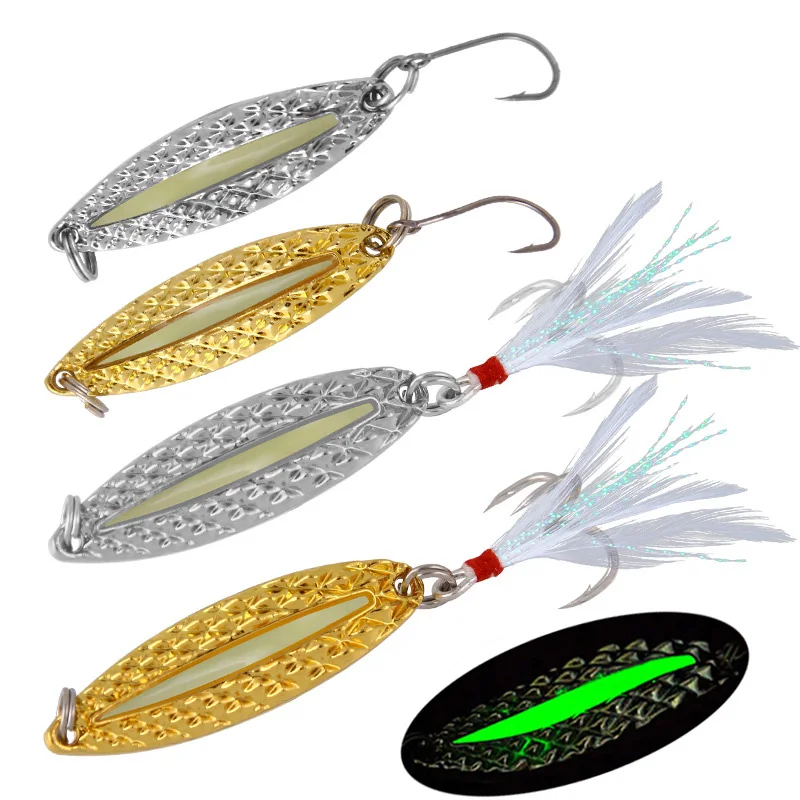 1pc Luminous Metal Spinner Spoon Lure Bass Fishing Sequin Wobblers Artificial Bait with Feather Treble Hook Fishing Tackle
1pc Luminous Metal Spinner Spoon Lure Bass Fishing Sequin Wobblers Artificial Bait with Feather Treble Hook Fishing Tackle
