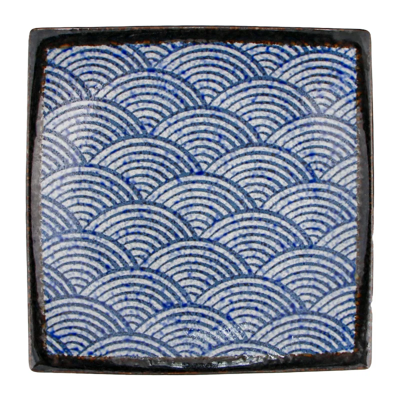 Japanese Style 9.5 Inch Square Plate Ocean Ripple Pattern Underglaze Color Ceramic Tableware Plate 
Japanese Style 9.5 Inch Square Plate Ocean Ripple Pattern Underglaze Color Ceramic Tableware Plate