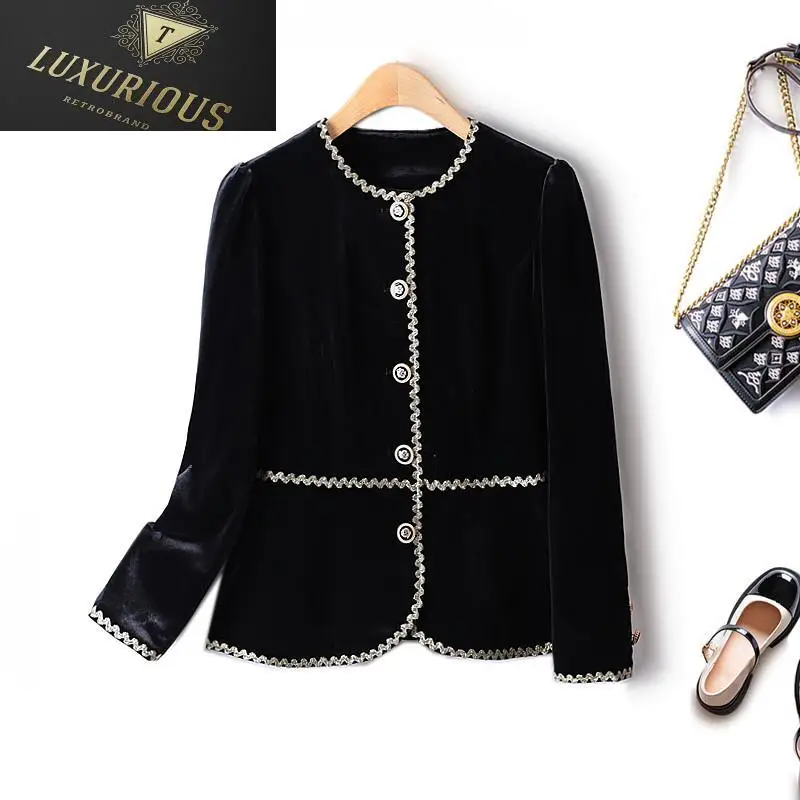 Jacket Women Fashion Short Coat 2024 Autumn Slim French Style Cardigan Black Gold Velvet Full Sleeve Winter Female Clothing 4XL
Jacket Women Fashion Short Coat 2024 Autumn Slim French Style Cardigan Black Gold Velvet Full Sleeve Winter Female Clothing 4XL