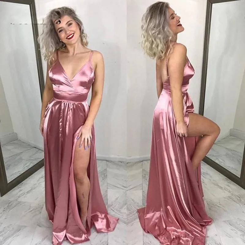 New Sexy Spaghetti Straps Prom Dresses A-line Backless Long Party Gowns For Girls Side Slit Dress Robe De Soiree Evening Dress
New Sexy Spaghetti Straps Prom Dresses A-line Backless Long Party Gowns For Girls Side Slit Dress Robe De Soiree Evening Dress
