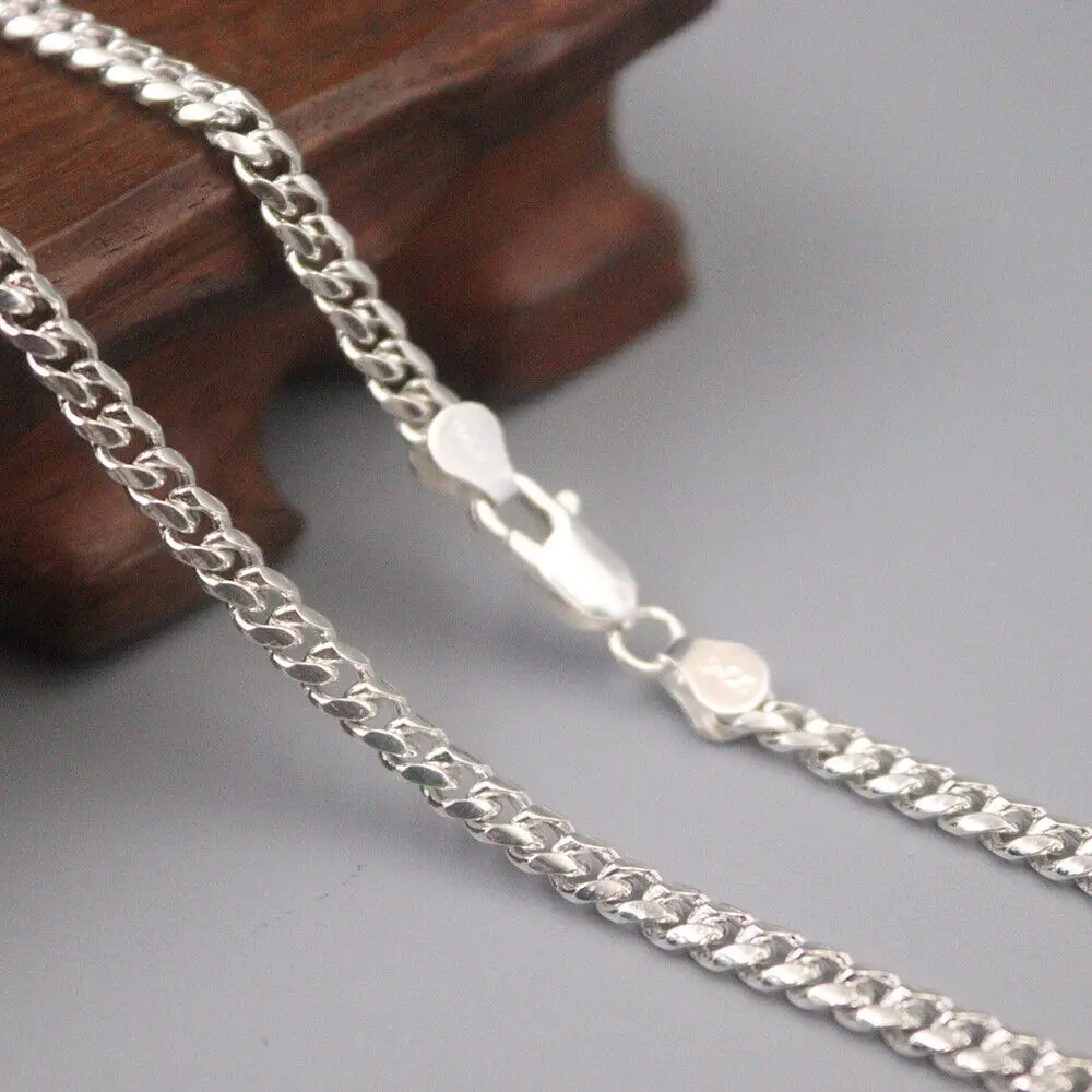 Solid 925 Sterling Silver 4mm Curb Link Chain Necklace 23.6inch Lobster Clasp
Solid 925 Sterling Silver 4mm Curb Link Chain Necklace 23.6inch Lobster Clasp