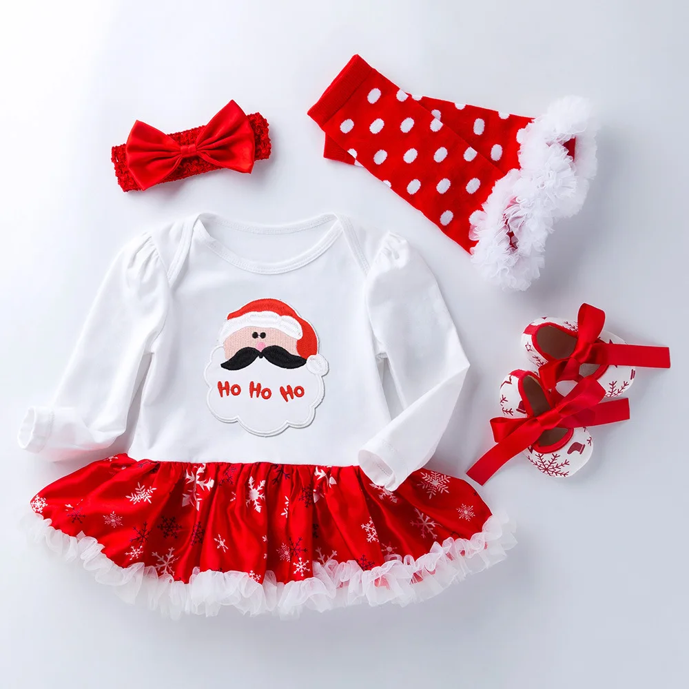 Christmas Baby Girls Clothes Snowflake Santa Claus Long Sleeve Newborn Romper Dress 4pcs Set Infant Cloth with Sock,shoe,hairpin
Christmas Baby Girls Clothes Snowflake Santa Claus Long Sleeve Newborn Romper Dress 4pcs Set Infant Cloth with Sock,shoe,hairpin