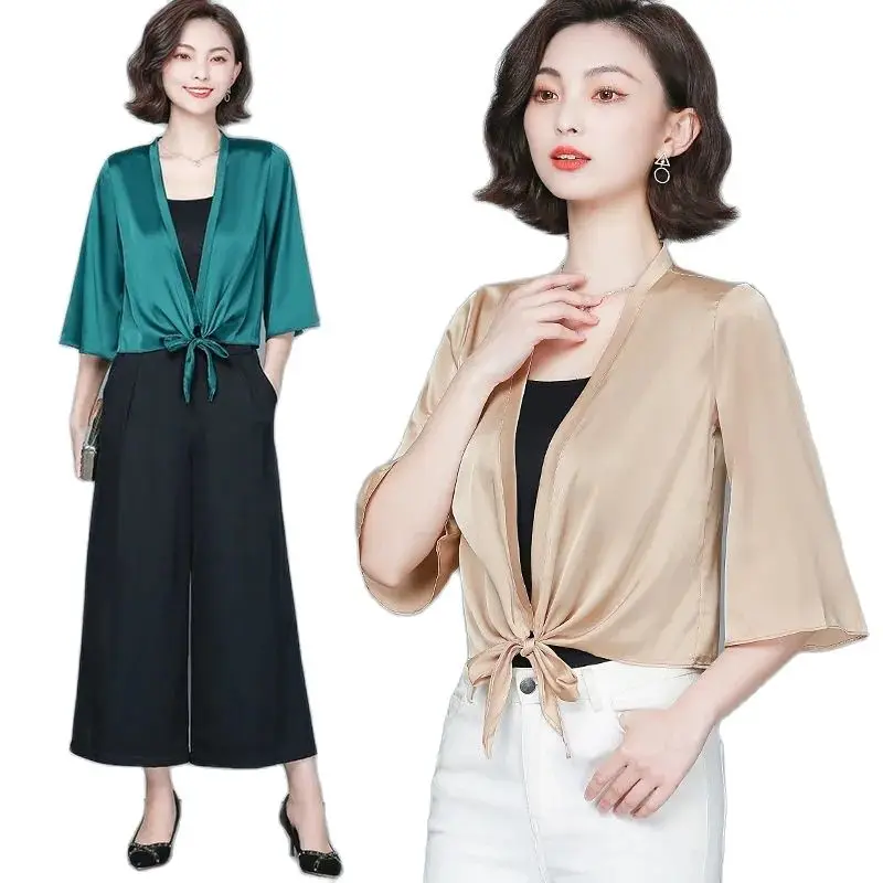 Satin short style small sun proof clothes super fairy cardigan women's summer thin women's coat with shawl P3 319
Satin short style small sun proof clothes super fairy cardigan women's summer thin women's coat with shawl P3 319