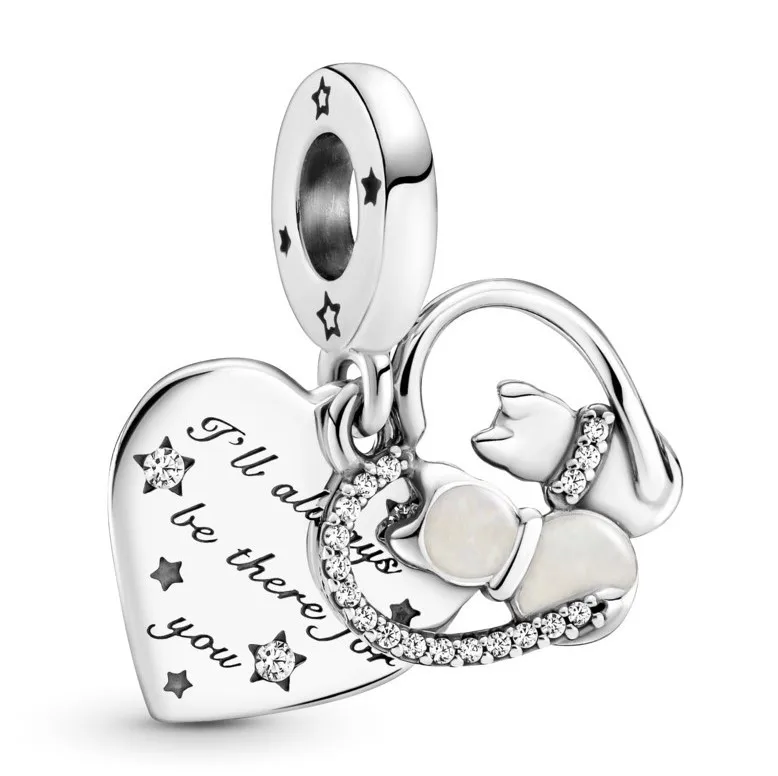 

Original Cats & Hearts Dangle Beads Charm Fit Pandora Women 925 Sterling Silver Bracelet Bangle Jewelry