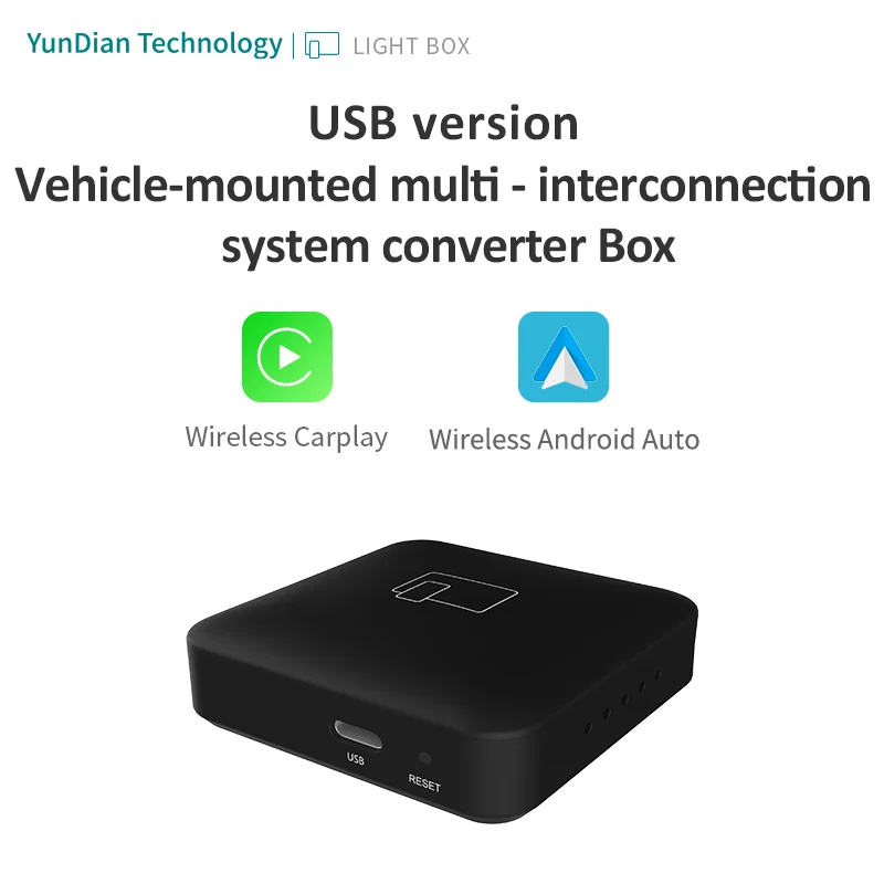 In-car Smart Interconnect 2-in-1 box for Wired CarPlay conversion to wireless CarPlay Android Auto features
In-car Smart Interconnect 2-in-1 box for Wired CarPlay conversion to wireless CarPlay Android Auto features