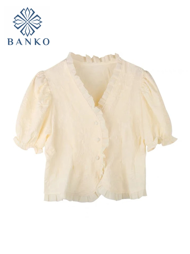 French Vintage Ruffle Edge Blouse 2022 Summer Sweet Sexy V-neck Short Puff Sleeve Shirt Fashion Casual All-Match Ladies Crop Top
French Vintage Ruffle Edge Blouse 2022 Summer Sweet Sexy V-neck Short Puff Sleeve Shirt Fashion Casual All-Match Ladies Crop Top