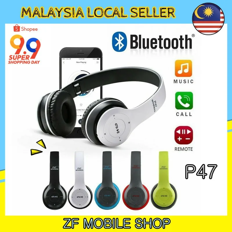 READY STOCK P47 Power Bass MP3 / RadioFM with Button Control Wireless Bluetooth Headphones - FAST DELIVER
READY STOCK P47 Power Bass MP3 / RadioFM with Button Control Wireless Bluetooth Headphones - FAST DELIVER