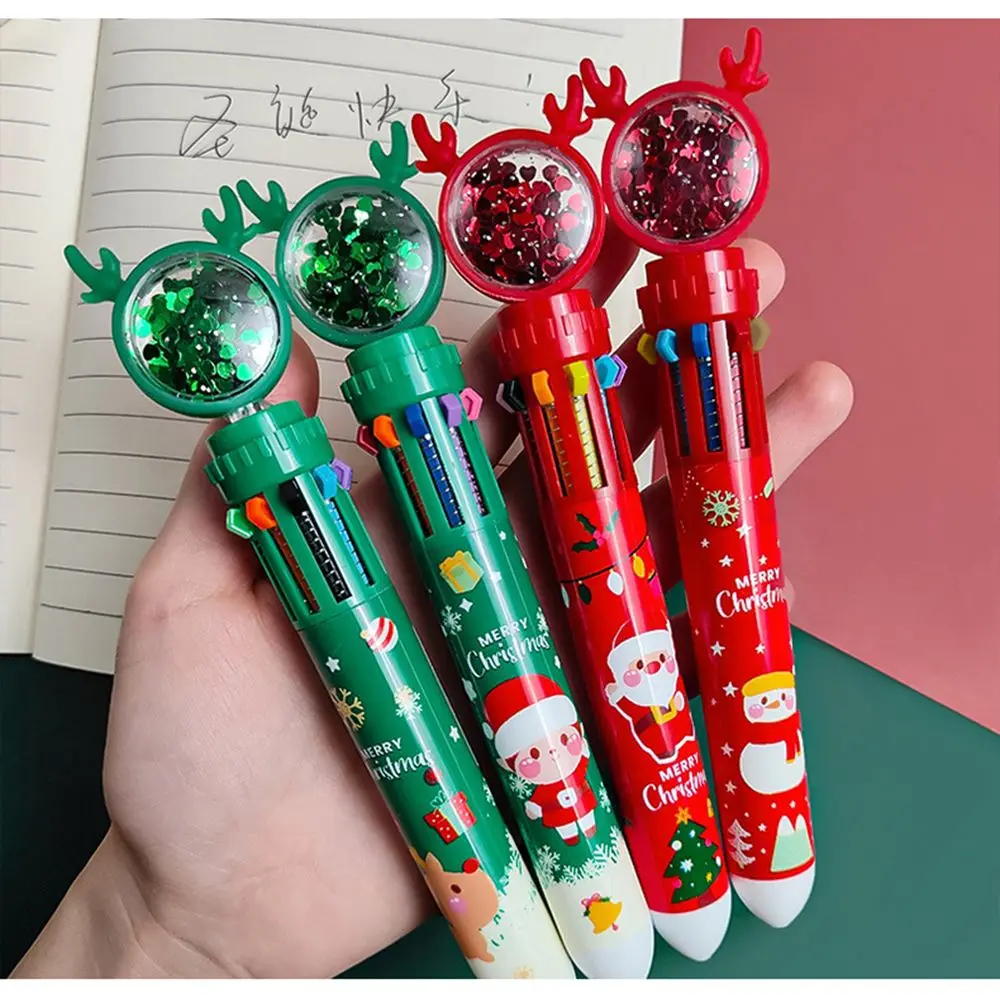 

1PC Ten Colors Cartoon Pen Santa Claus Xmas Boy Deer Snowman Ballpoint Pen Elementary School Gifts Stationery Merry Christmas