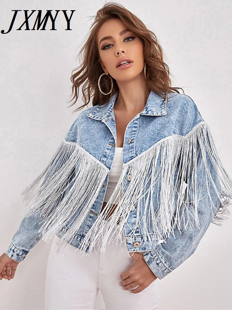 New Spring Women Loose Tassel Washed Blue Denim Jacket Streetwear Female Retro Short Coat Ladies Outwear
New Spring Women Loose Tassel Washed Blue Denim Jacket Streetwear Female Retro Short Coat Ladies Outwear