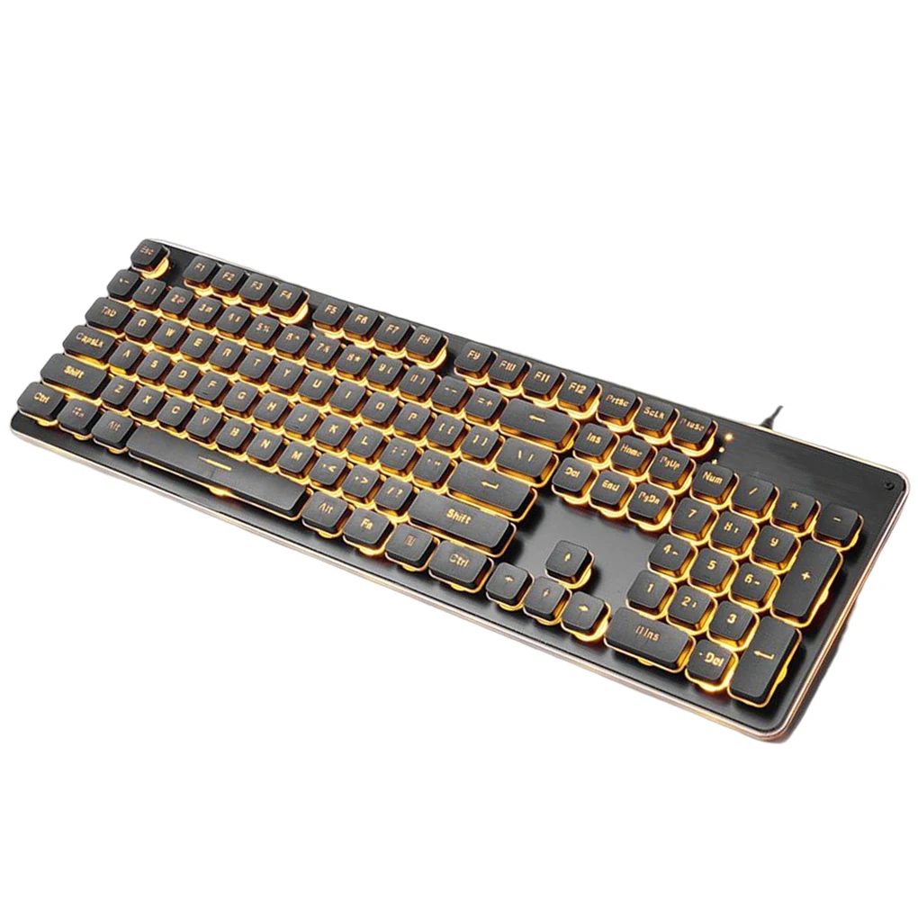 

USB Wired Keyboard Orange Light LED Key Board Silent Mechanical Keypad Luminous Fluent Typing Keypads Low Noise for Gamer