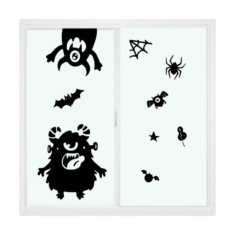 

Halloween Static Window Stickers Spider Bat Clings Double Sides Decals Halloween Window Decal Scary Party Decorations For Glass