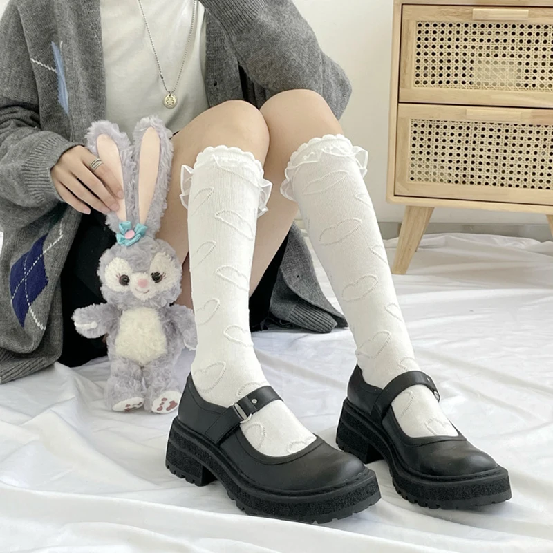 Lolita Frilly Stockings Cotton JK High Knee Socks Women Heart Butterfly Long Stockings Female Leg Dress Calcetine mujer
Lolita Frilly Stockings Cotton JK High Knee Socks Women Heart Butterfly Long Stockings Female Leg Dress Calcetine mujer