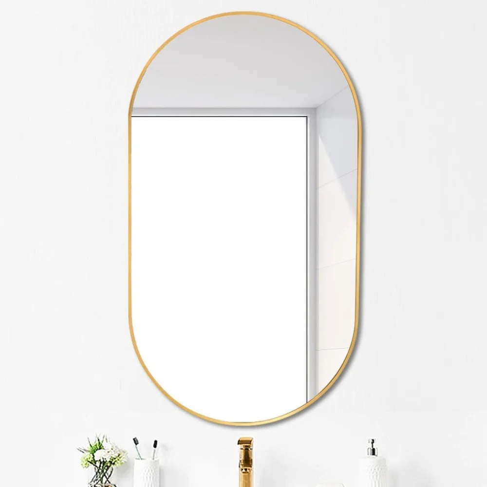 Gold Makeup Aesthetic Mirror Oval Wall Mounted Toilet Wall Hanging Mirror Hairdressing Large Espelhos Washroom Accessories
Gold Makeup Aesthetic Mirror Oval Wall Mounted Toilet Wall Hanging Mirror Hairdressing Large Espelhos Washroom Accessories