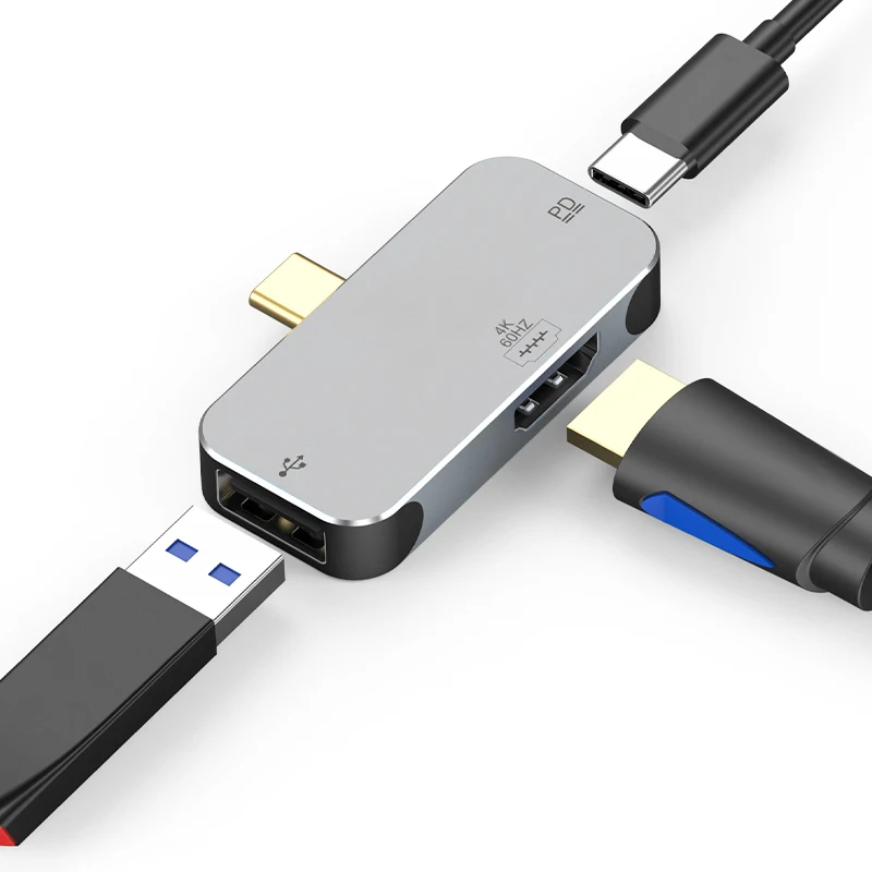 

Концентратор 3 в 1 с портом USB C на HDMI для Macbook Pro Air HUAWEI Xiaomi, адаптер PD для быстрой зарядки, конвертер USB 4K 60 Гц