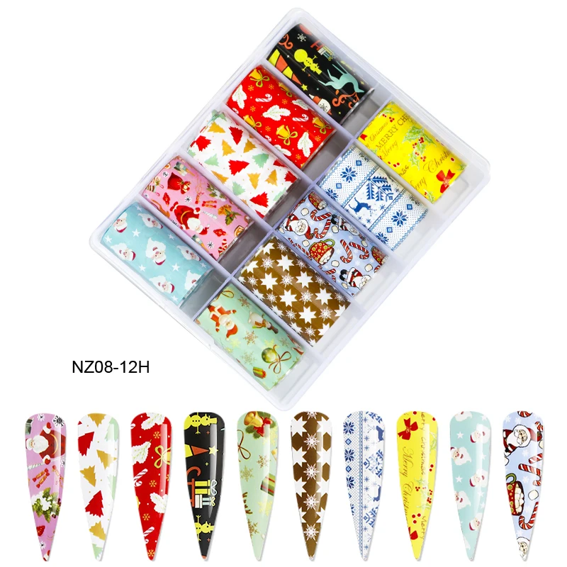 10Rolls/Set Christmas Nail Art Transfer Foil Sticker 4*100cm Winter Snowflakes Santa Claus Slider New Year Nail Decoration Wraps
10Rolls/Set Christmas Nail Art Transfer Foil Sticker 4*100cm Winter Snowflakes Santa Claus Slider New Year Nail Decoration Wraps