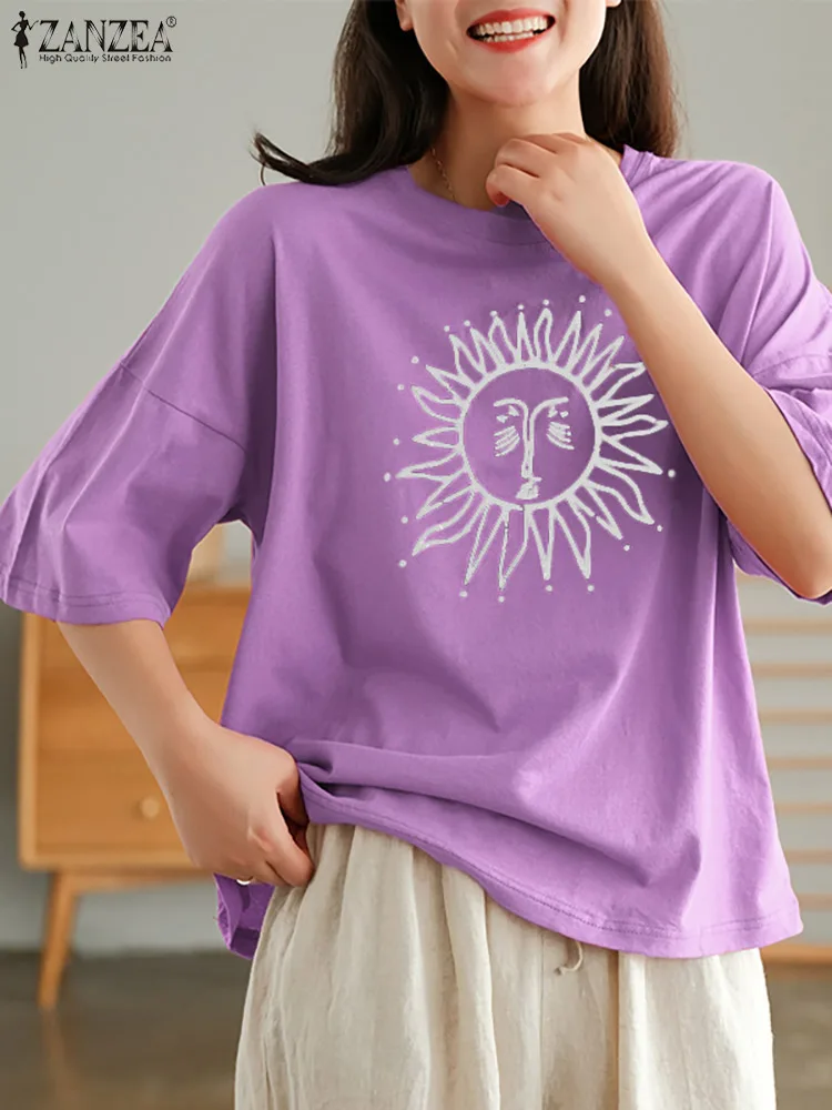 Summer Top Tunic ZANZEA Women Printed Loose O Neck Shirt Casual Solid Short Sleeve Casual Blusa Chemise Oversized T-shirt 2022 7
Summer Top Tunic ZANZEA Women Printed Loose O Neck Shirt Casual Solid Short Sleeve Casual Blusa Chemise Oversized T-shirt 2022 7