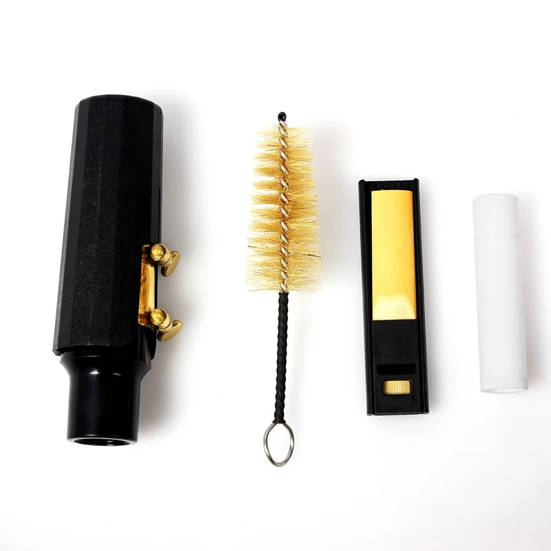 

Alto/ Tenor/Soprano Sax Saxophone Mouthpiece with Cap Metal Buckle Reed Cork Grease Reed Case Cleaning Brush