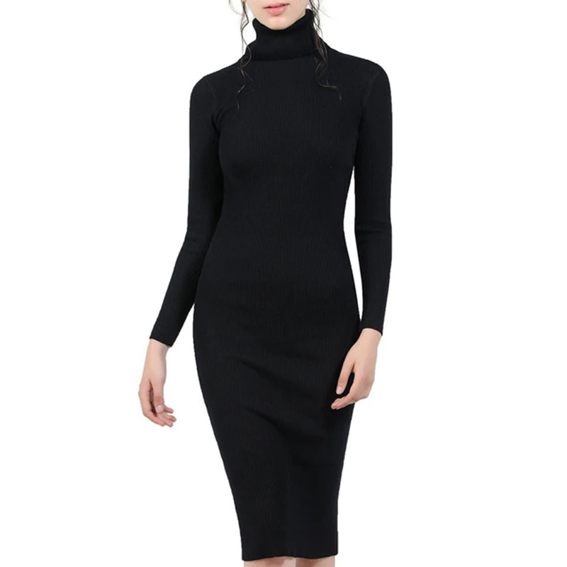 Women Autumn Winter Knitted Sweater Dresses Slim Elastic Turtleneck Long Sleeve Sexy Lady Bodycon Dresses
Women Autumn Winter Knitted Sweater Dresses Slim Elastic Turtleneck Long Sleeve Sexy Lady Bodycon Dresses
