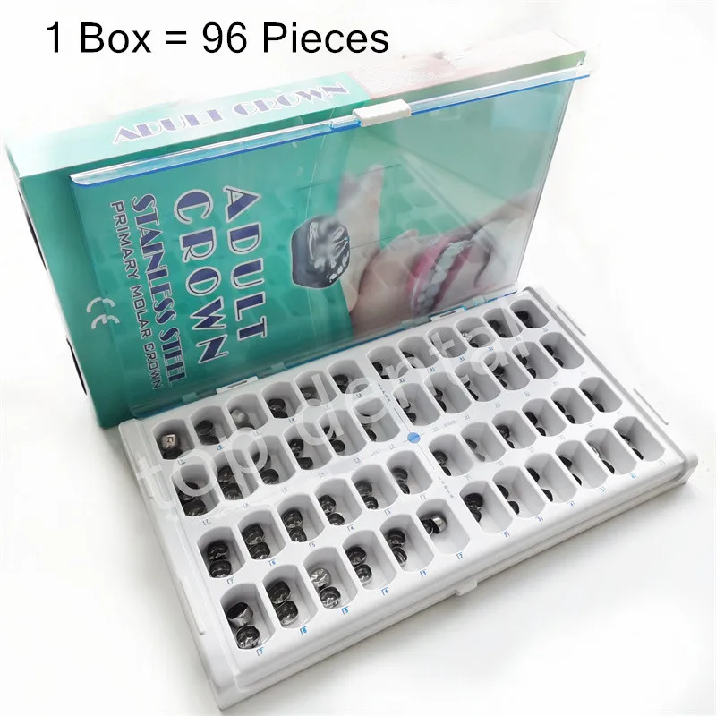96Pcs/box Dental Adult Crown Primary Molar Stainless Steel Adult Crown Matrices Matrix Temporary Crowns
96Pcs/box Dental Adult Crown Primary Molar Stainless Steel Adult Crown Matrices Matrix Temporary Crowns