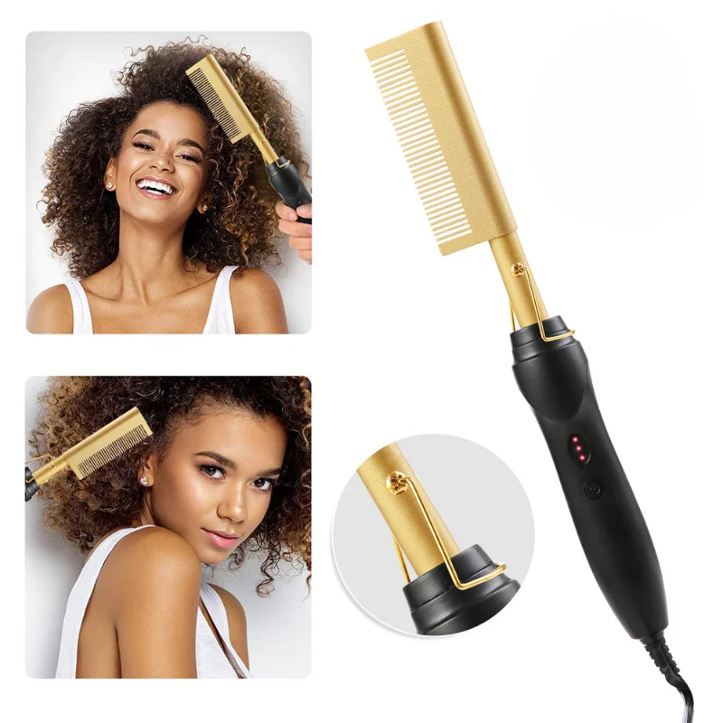 

2 in 1 Hot Heating Comb Hair Straightener Flat Irons Straightening Brush Hair Styler Corrugation Curling Iron Hair Curler Comb