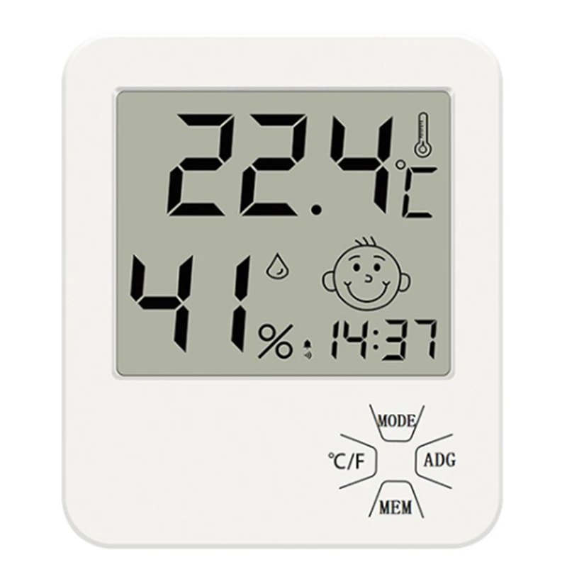 

Электронный цифровой измеритель температуры и влажности с ЖК-дисплеем, комнатная и уличная метеостанция с термометром, гигрометром и часам...
