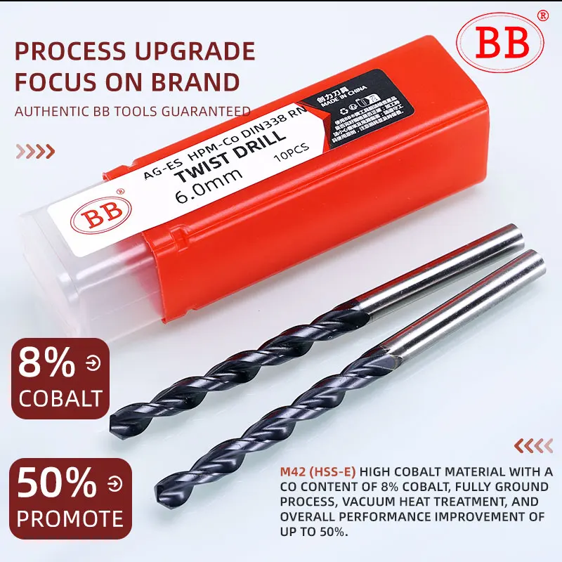Сверла BB 1-13 мм M42 HSSE Co8, 5 шт
Сверла BB 1-13 мм M42 HSSE Co8, 5 шт