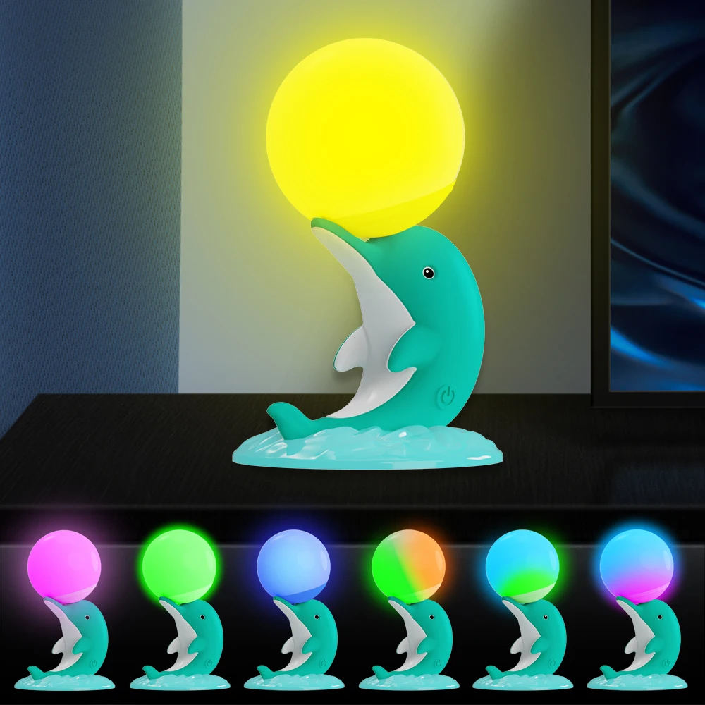 Cute RGB LED Dolphin Night Light Touch Sensor Silicone Table Lamp For Bedroom Bedside Lamp Child Gift Atmosphere Descoration
Cute RGB LED Dolphin Night Light Touch Sensor Silicone Table Lamp For Bedroom Bedside Lamp Child Gift Atmosphere Descoration