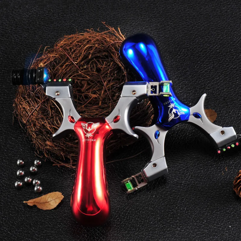 

High Precision Flat Leather Slingshot Big Power Laser Aiming Point Catapult Outdoor Hunting Shooting Traditional Fast Bow
