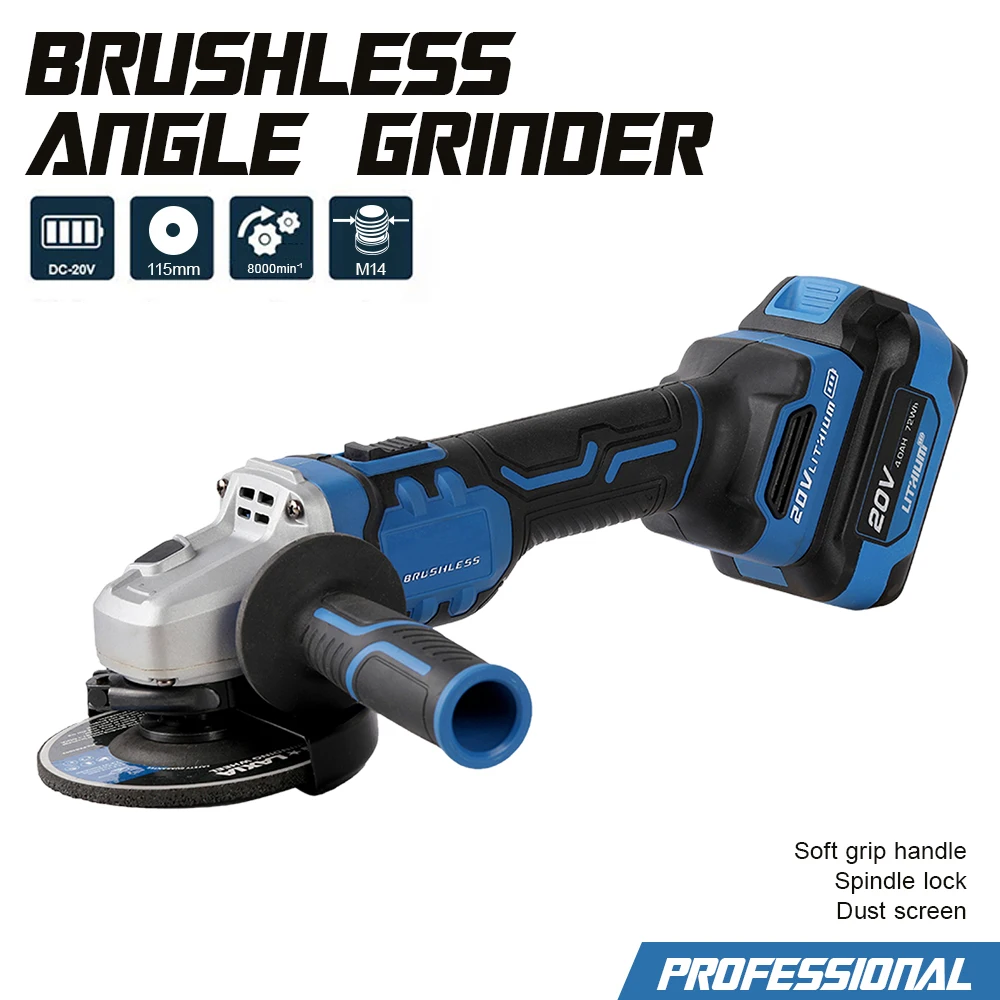 Brushless Cordless Electric Angle Grinder With 4-Pole Motor Adjustable Auxiliary Handle Cutting Grinder Machine Power Tools
Brushless Cordless Electric Angle Grinder With 4-Pole Motor Adjustable Auxiliary Handle Cutting Grinder Machine Power Tools