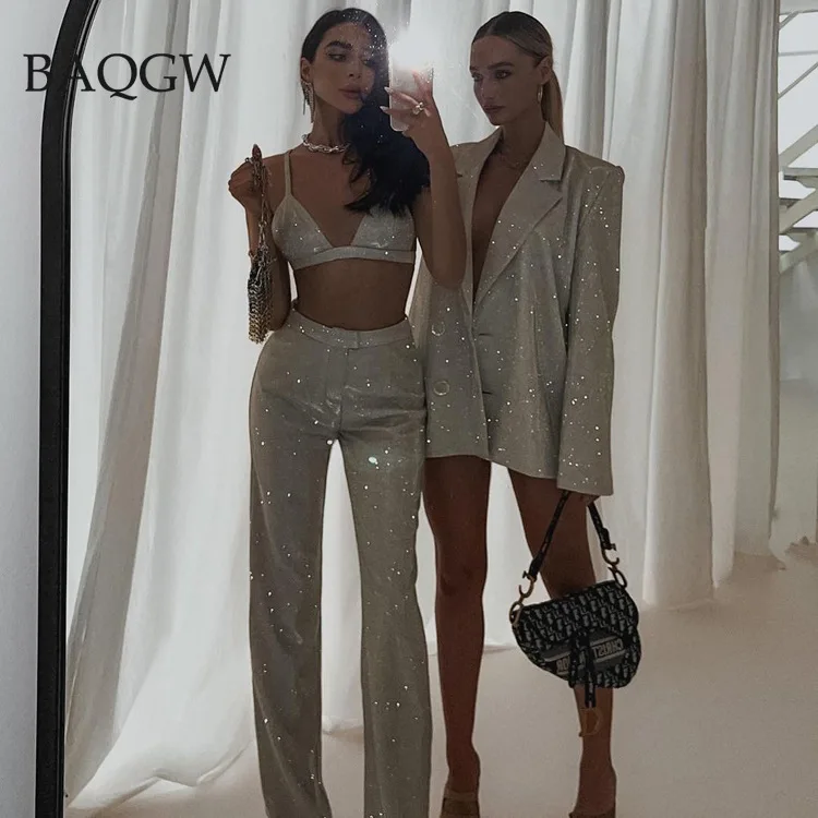 Fashion Shining Glitter Party Two Piece Sets Women Clubwear Summer Outfits Casual Blazer Sparkly Female Tracksuit Matching Sets
Fashion Shining Glitter Party Two Piece Sets Women Clubwear Summer Outfits Casual Blazer Sparkly Female Tracksuit Matching Sets