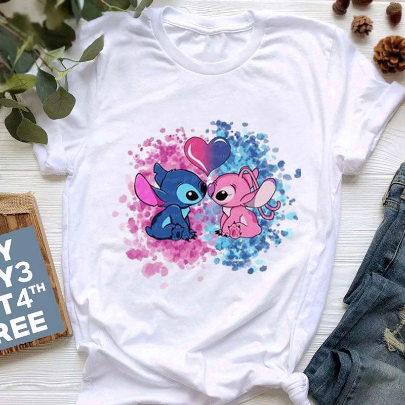 Disney Women Ohana Lilo Stitch Graphic Printed Tees Female White Tee Kawaii Cartoon T Shirt Cute Anime Tops Harajuku T-shirt
Disney Women Ohana Lilo Stitch Graphic Printed Tees Female White Tee Kawaii Cartoon T Shirt Cute Anime Tops Harajuku T-shirt