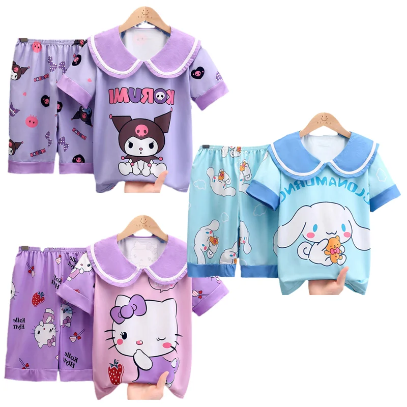 Kawaii Anime Cartoon Sanrios Printed Children Short Sleeved Pajamas 2-piece Set Kuromi Hellokittys Cinnamoroll Thin Home Clothe
Kawaii Anime Cartoon Sanrios Printed Children Short Sleeved Pajamas 2-piece Set Kuromi Hellokittys Cinnamoroll Thin Home Clothe
